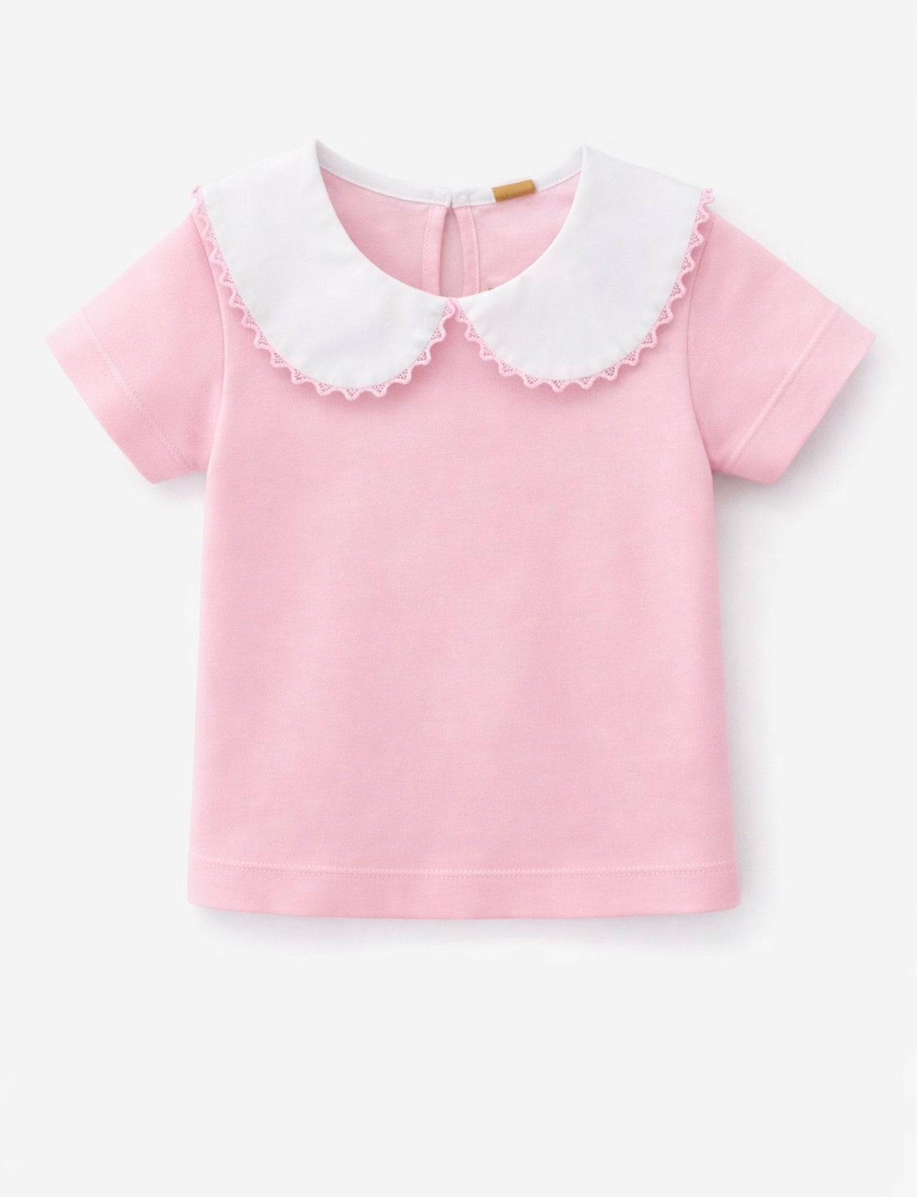 Up Baby Pink & White  Peter Pan Collar Top | Classic Baby Girls  & Toddler Shirt