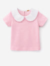 Up Baby Pink & White  Peter Pan Collar Top | Classic Baby Girls  & Toddler Shirt
