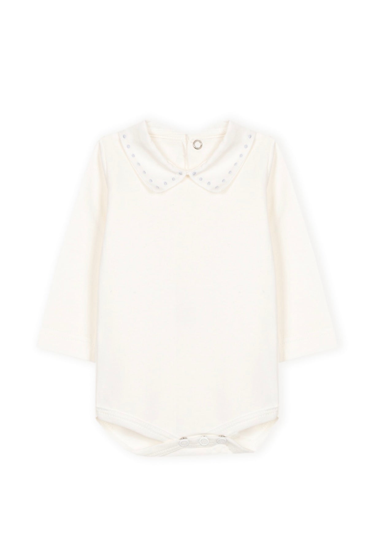 Dr. Kid Classic Boy Cotton Bodysuit – Ivory & Baby Blue