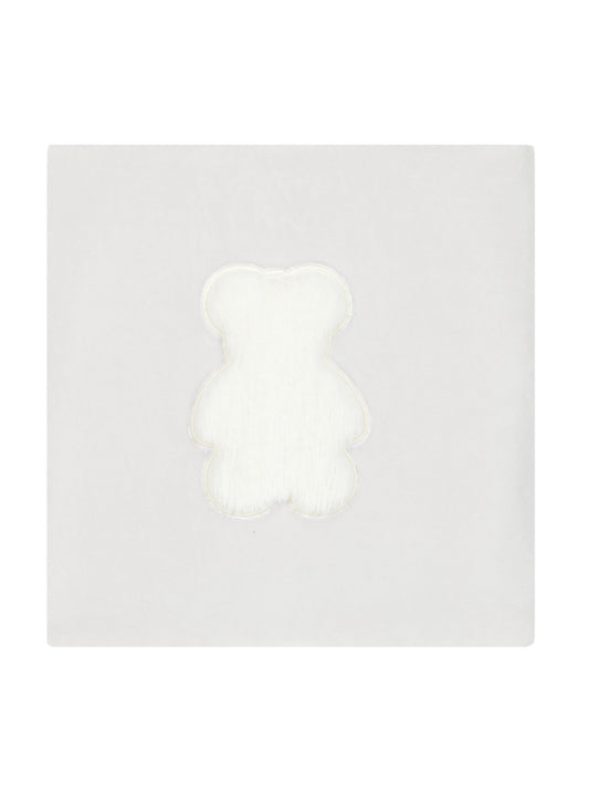 Gray  valour  baby blanket featuring a cute fur teddy