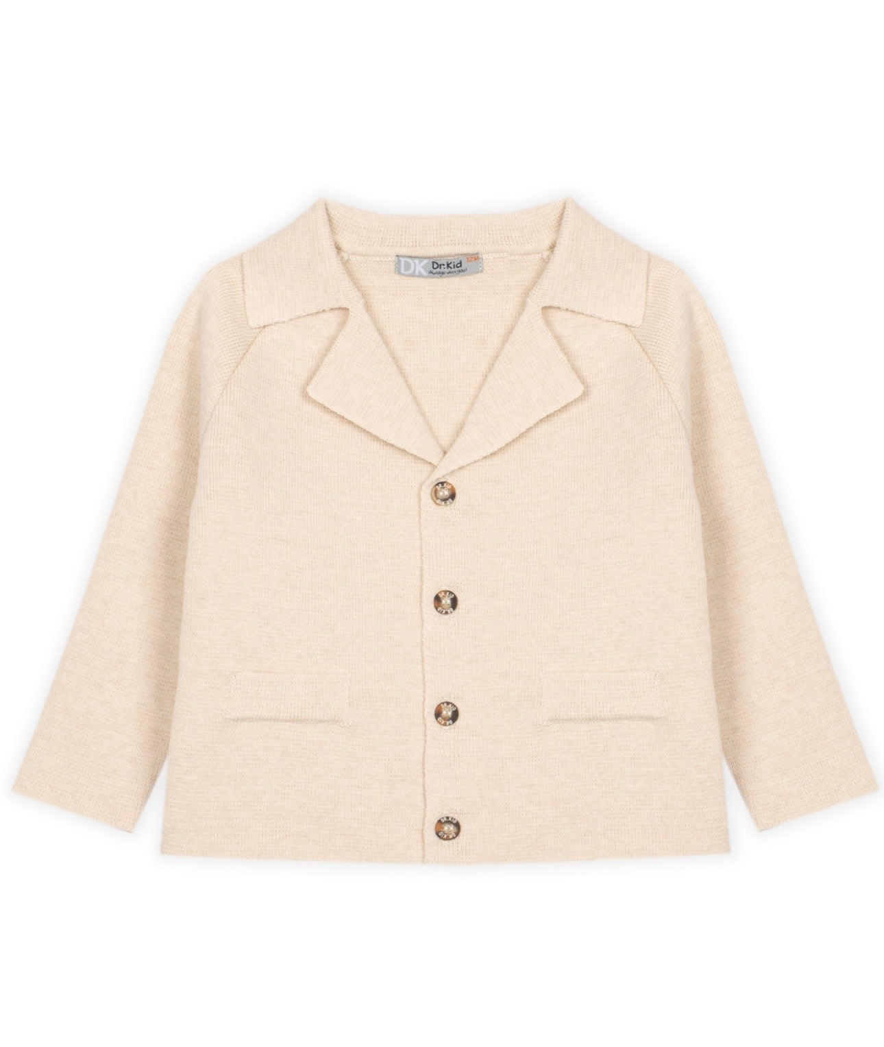 Boys Beige Knit Blazer Cardigan – Classic Cotton Jacket