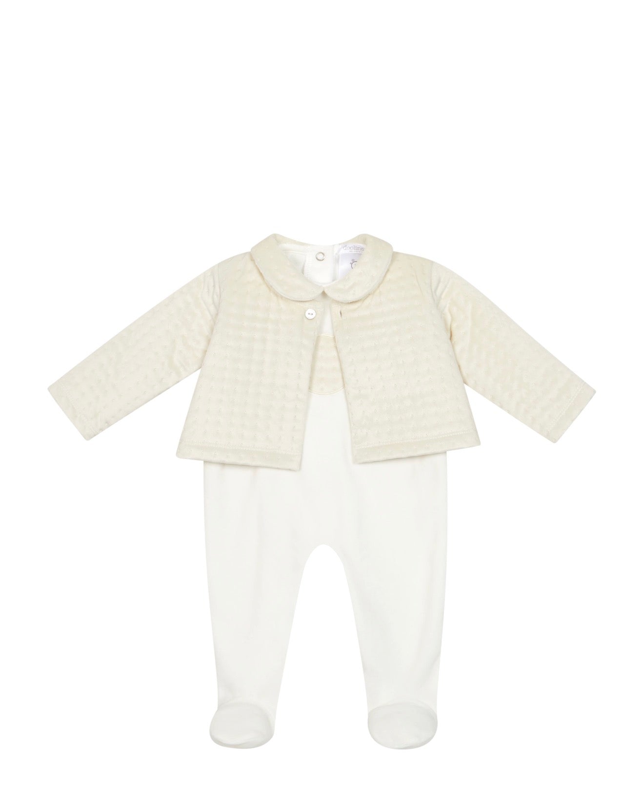 Deolinda Cookies Cream Textured Cardigan & Footie Set
