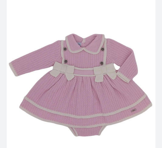 Girls Pink & Ivory Baby Doll Dress  & Knickers  -Rahigo