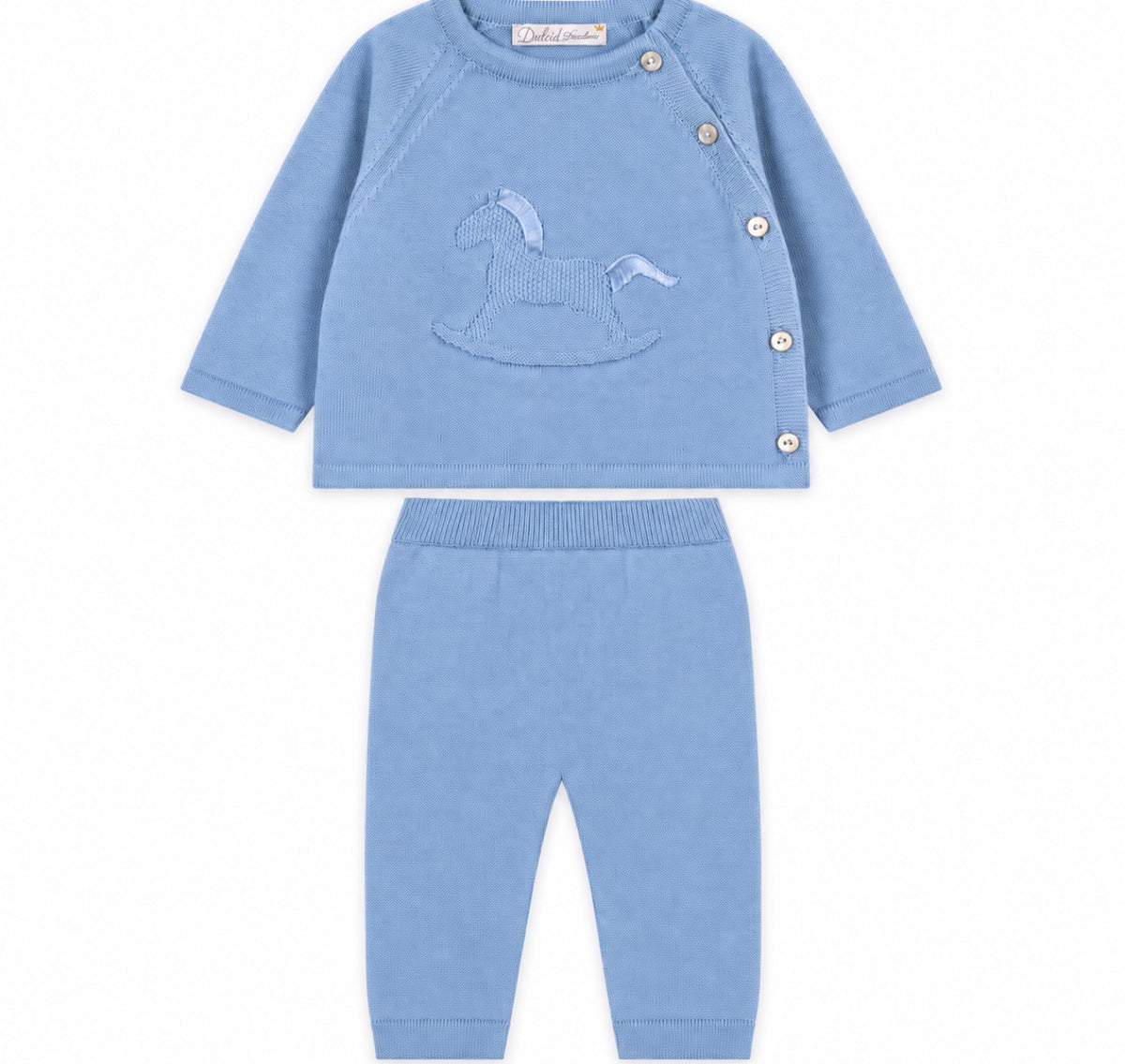 Dr. Kid Baby Blue Rocking Horse Knit Set