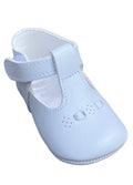 Classic  Power Blue Baby T-Strap Shoes – Soft Nappa Leather Crib Shoes