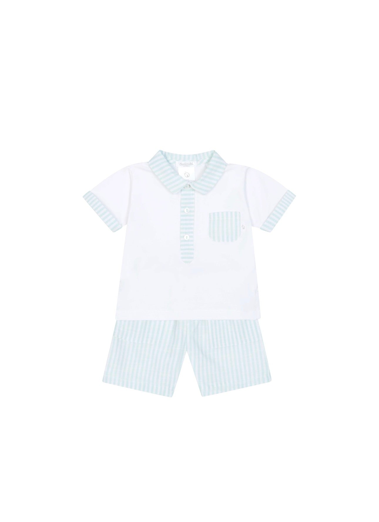 Classic Mint Stripe Polo Short Set | Matching Little Brother Look