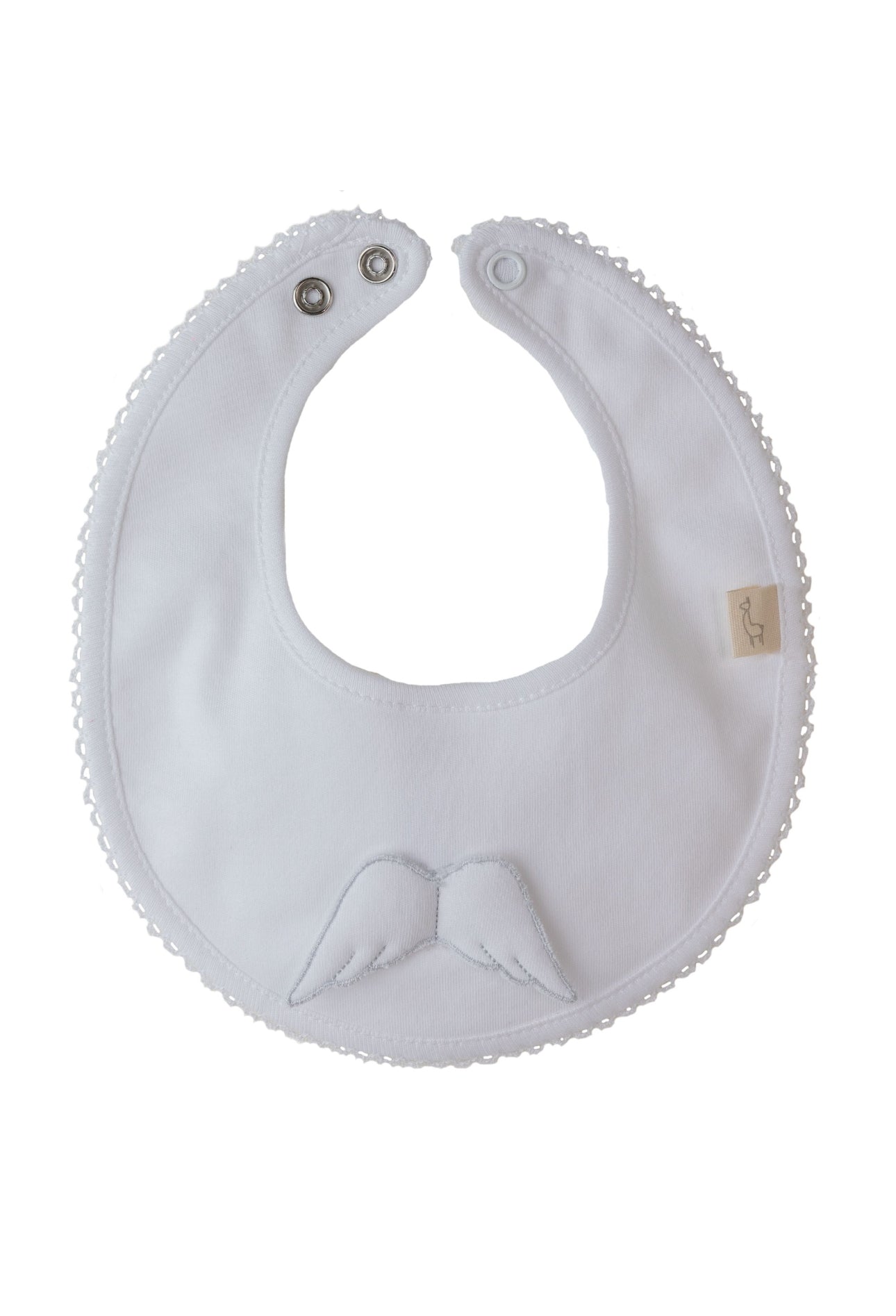 Heavenly Softness: Baby Gi Interlock Cotton Bibs with Angel Wing Detailing-White