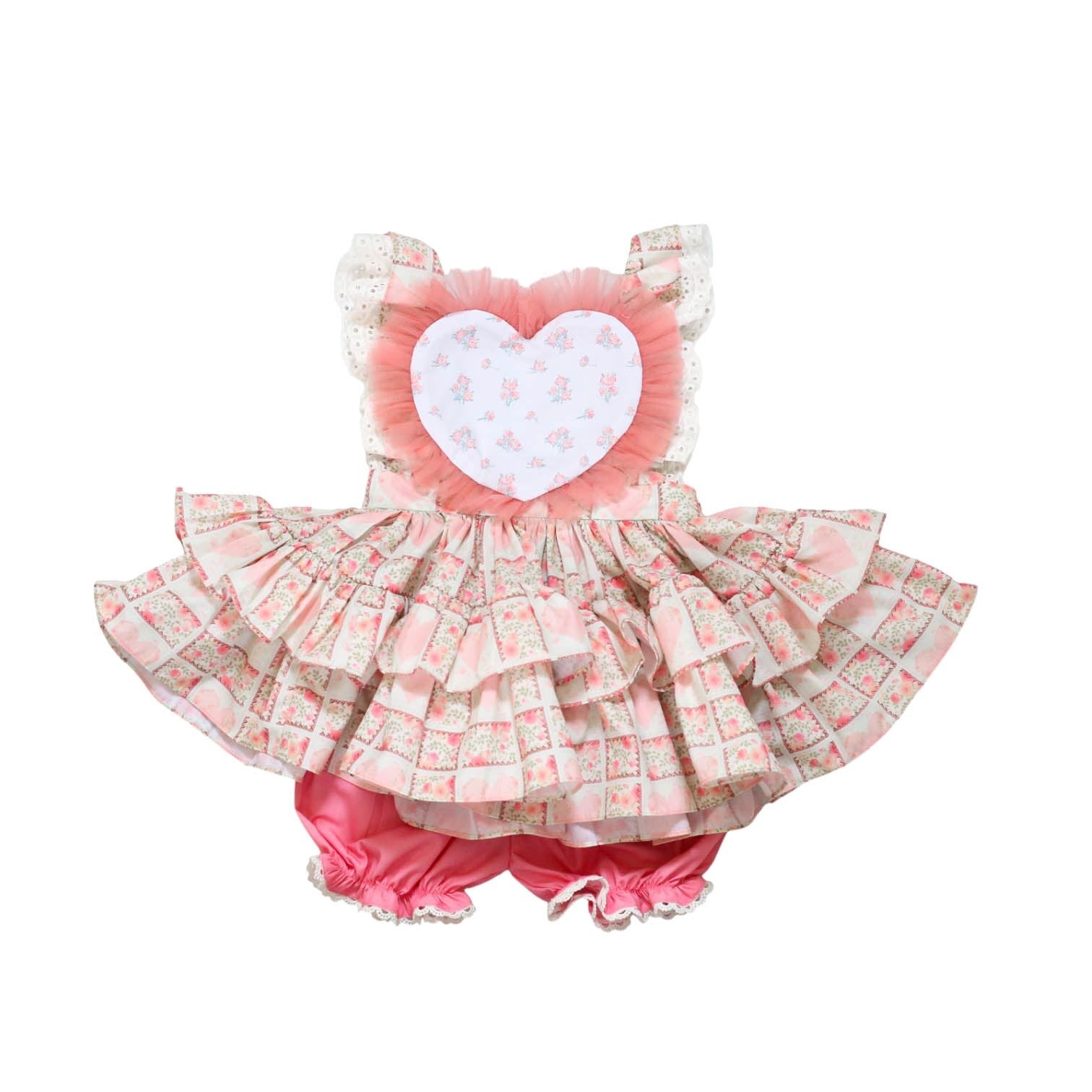 💕 Heart Ruffle Dress & Bloomer Set