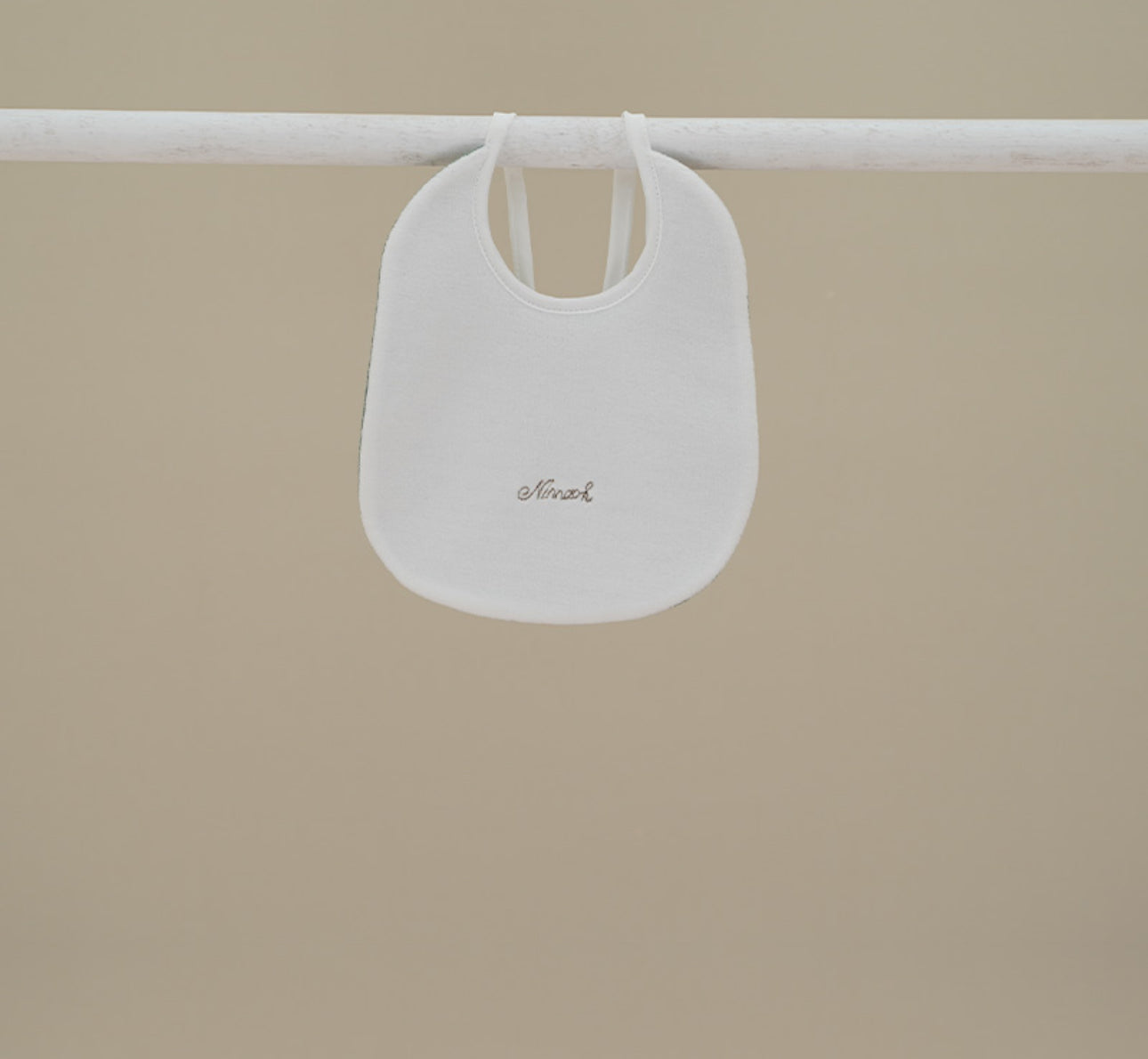 Ninnoah White & Blue Baby Bib with Embroidery