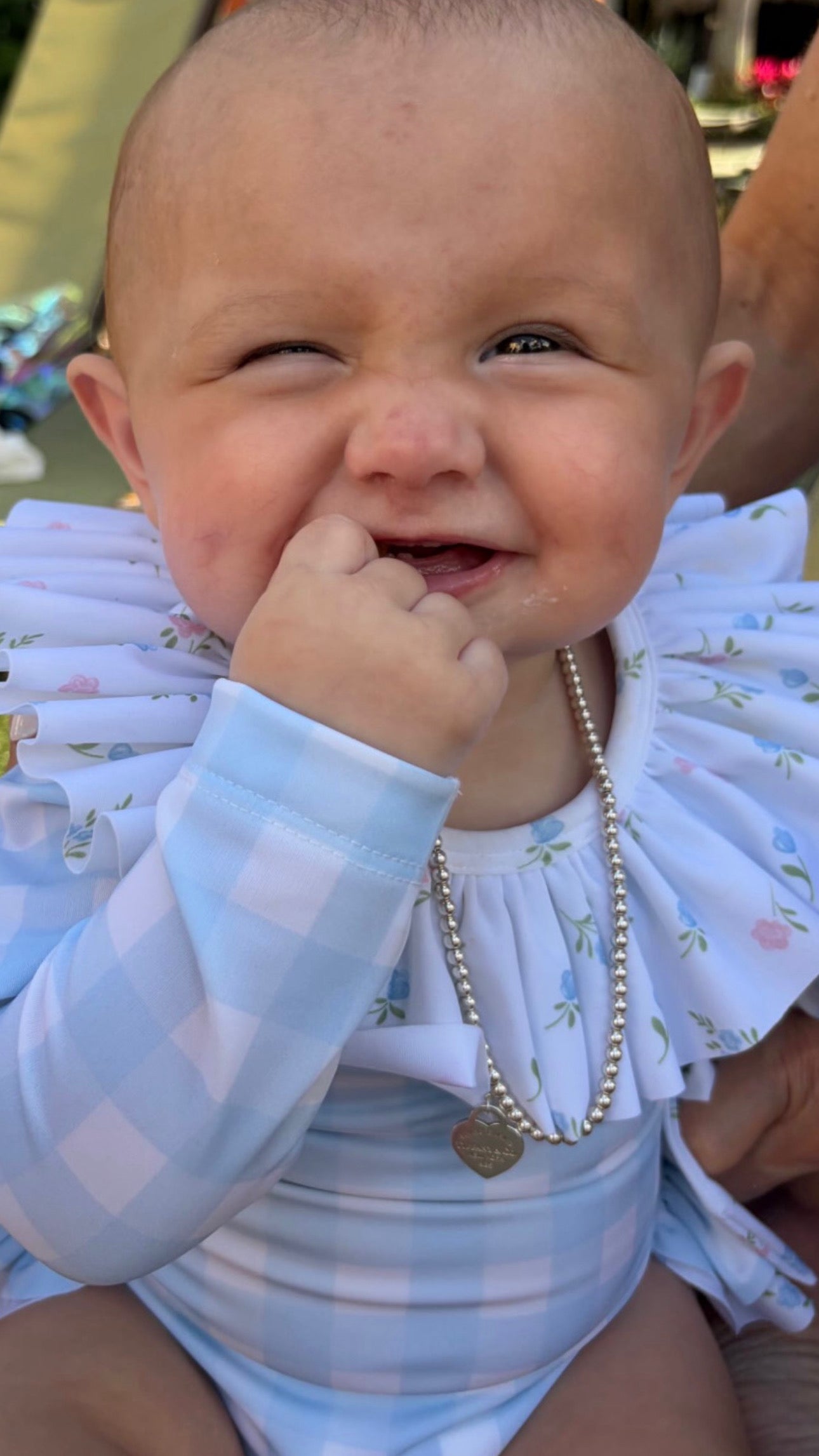 JAMAICA Girls Long Sleeve One-Piece Swimsuit-Blue