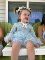 COLLECTION D-ALLI … Victorian Pale Blue Knit Short Set with Pale Blue Ruffles