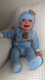 Deolinda Blue Velour Bunny Romper – AW25/26 Collection