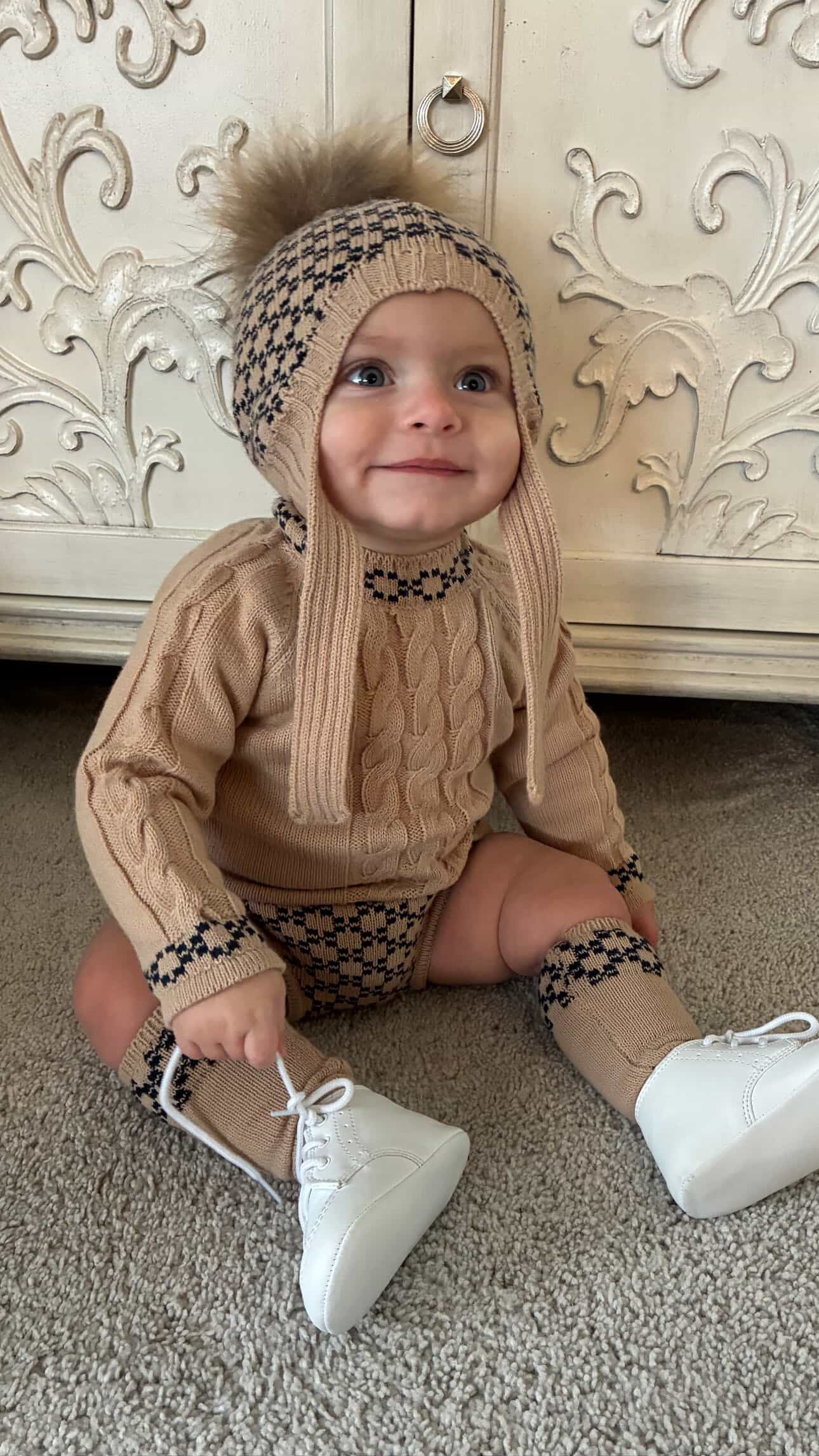 🧵 Rahigo Boys Camel & Navy Knit Set