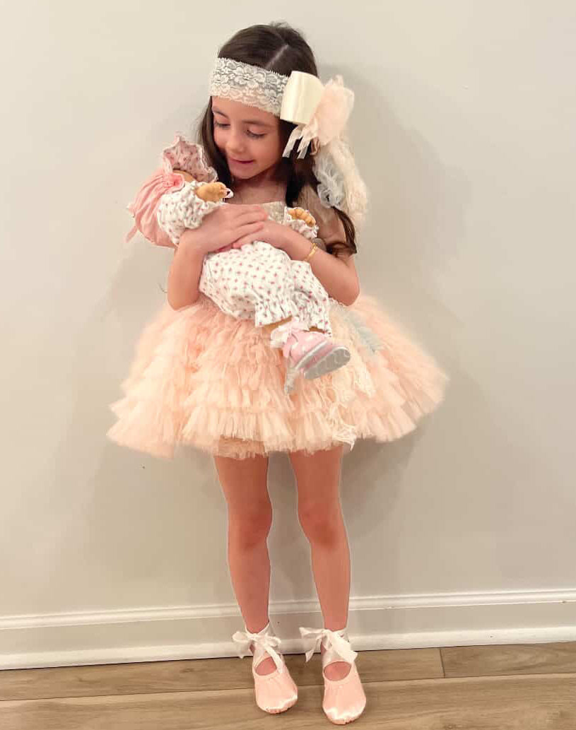 Abigail Dress in French Pink – Couture Tulle & Lace Set