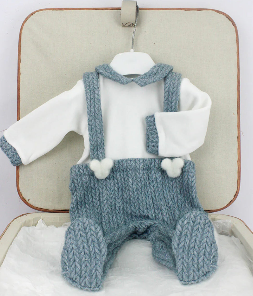 Deolinda  Blue Velour  Suspender Footie