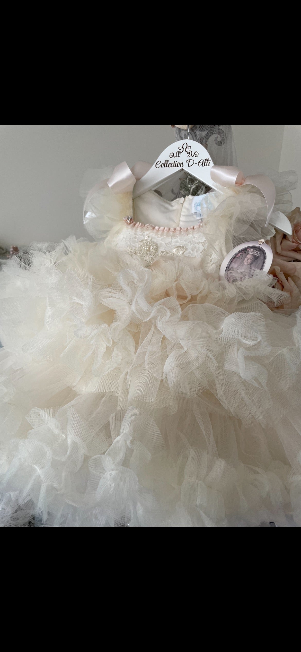 white christmas dresses The Bellissima Lux Cream Lace & Tulle Dress 4T