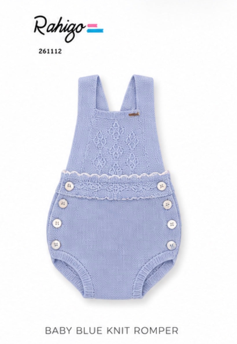 Baby Blue Knit Suspender Romper | Luxury Spanish Baby Boy Outfit