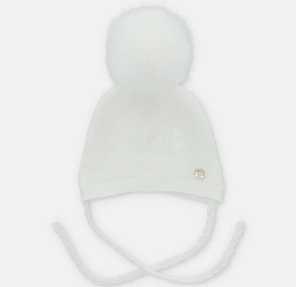 Martin Aranda Ivory Draylon Knit Pom Hat – Baby to Toddler