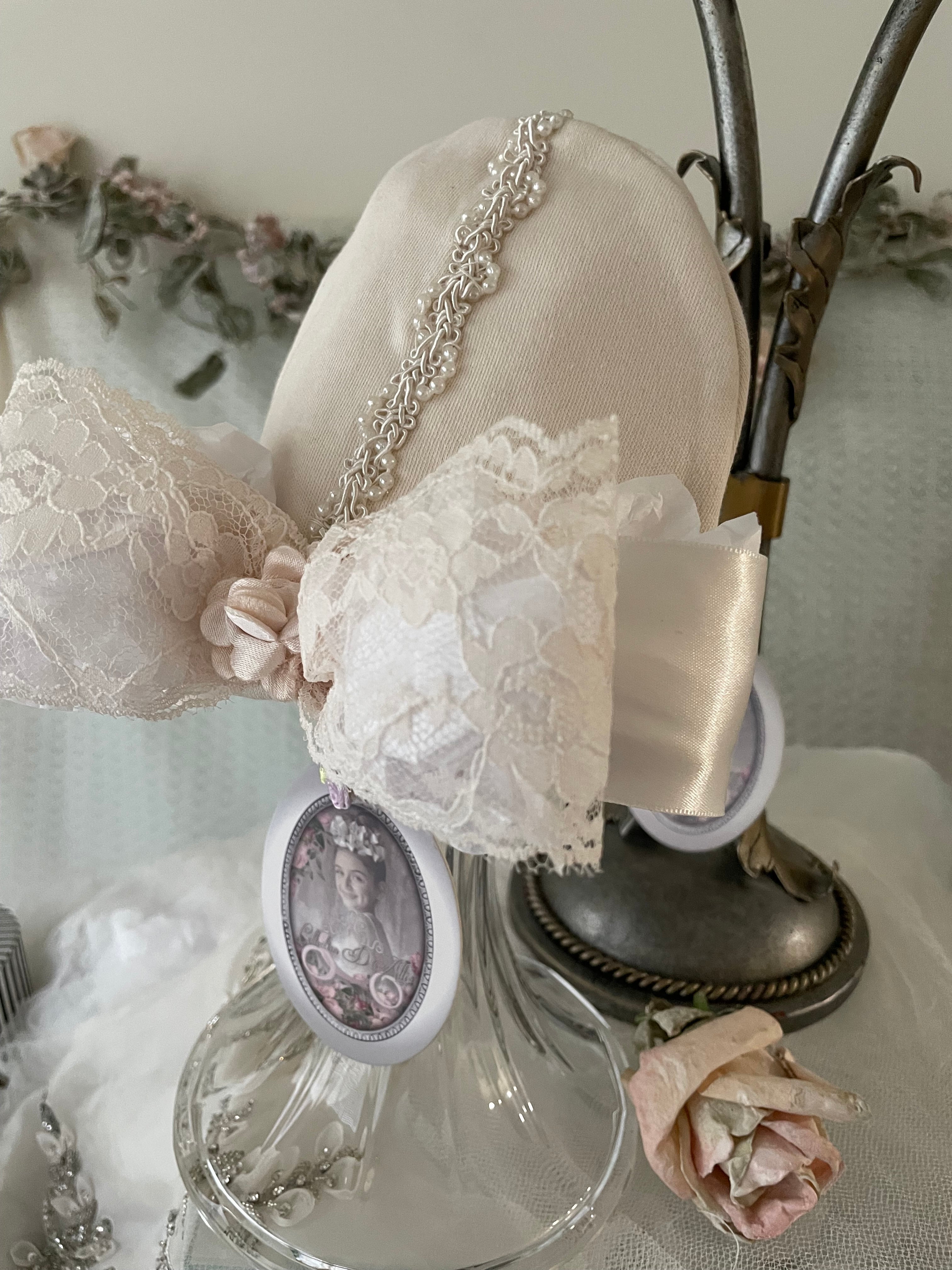 Collection D-Alli Ivory Heirloom Baby Cap