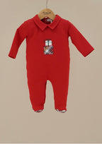 🎁 Ninnaoh Red Brushed Cotton Holiday Footie – Italian Baby Boy Outfit 🎁