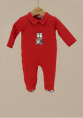 🎁 Ninnaoh Red Brushed Cotton Holiday Footie – Italian Baby Boy Outfit 🎁
