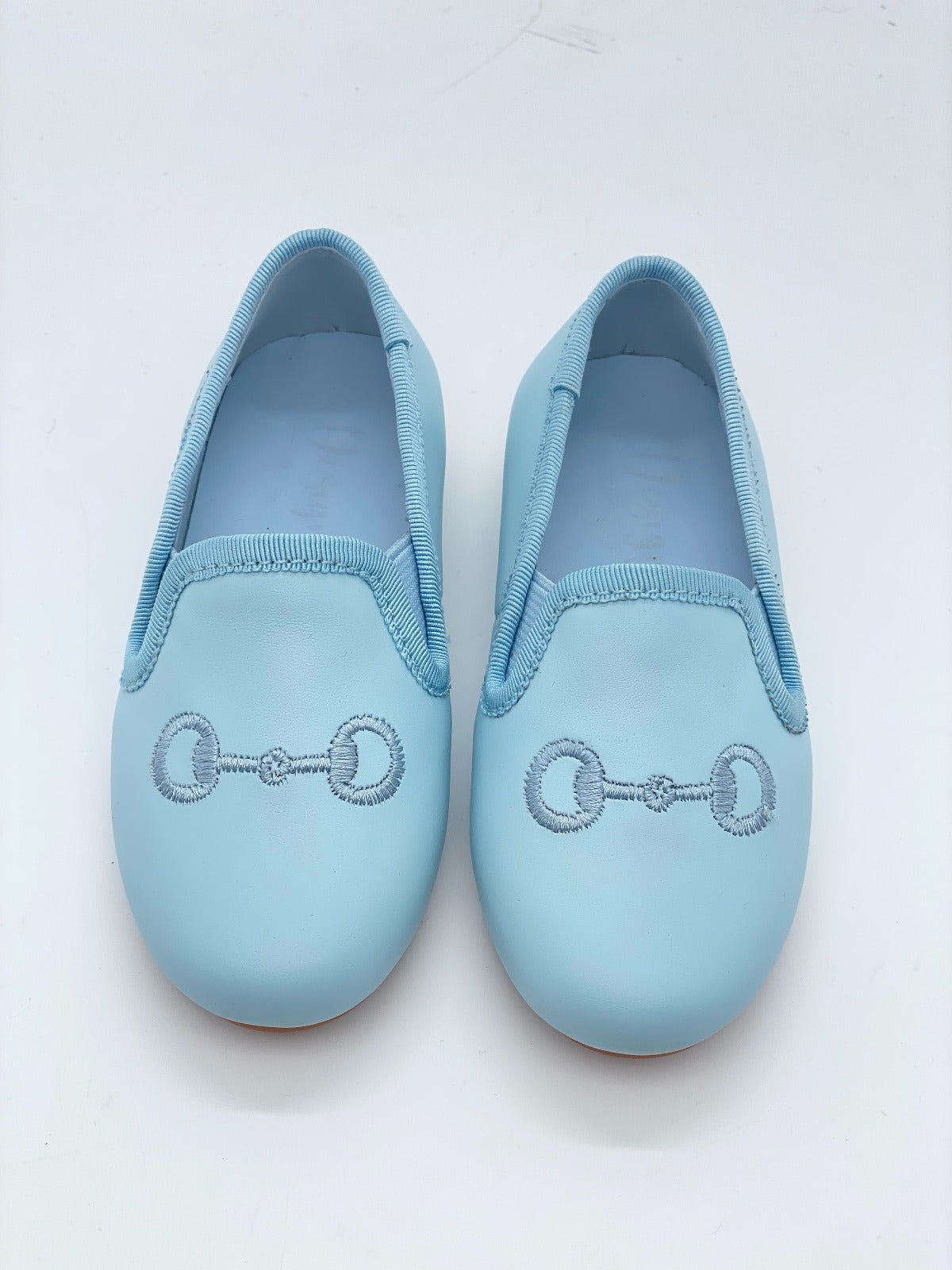 Boys Italian Leather Smoking Loafer-Sky Blue