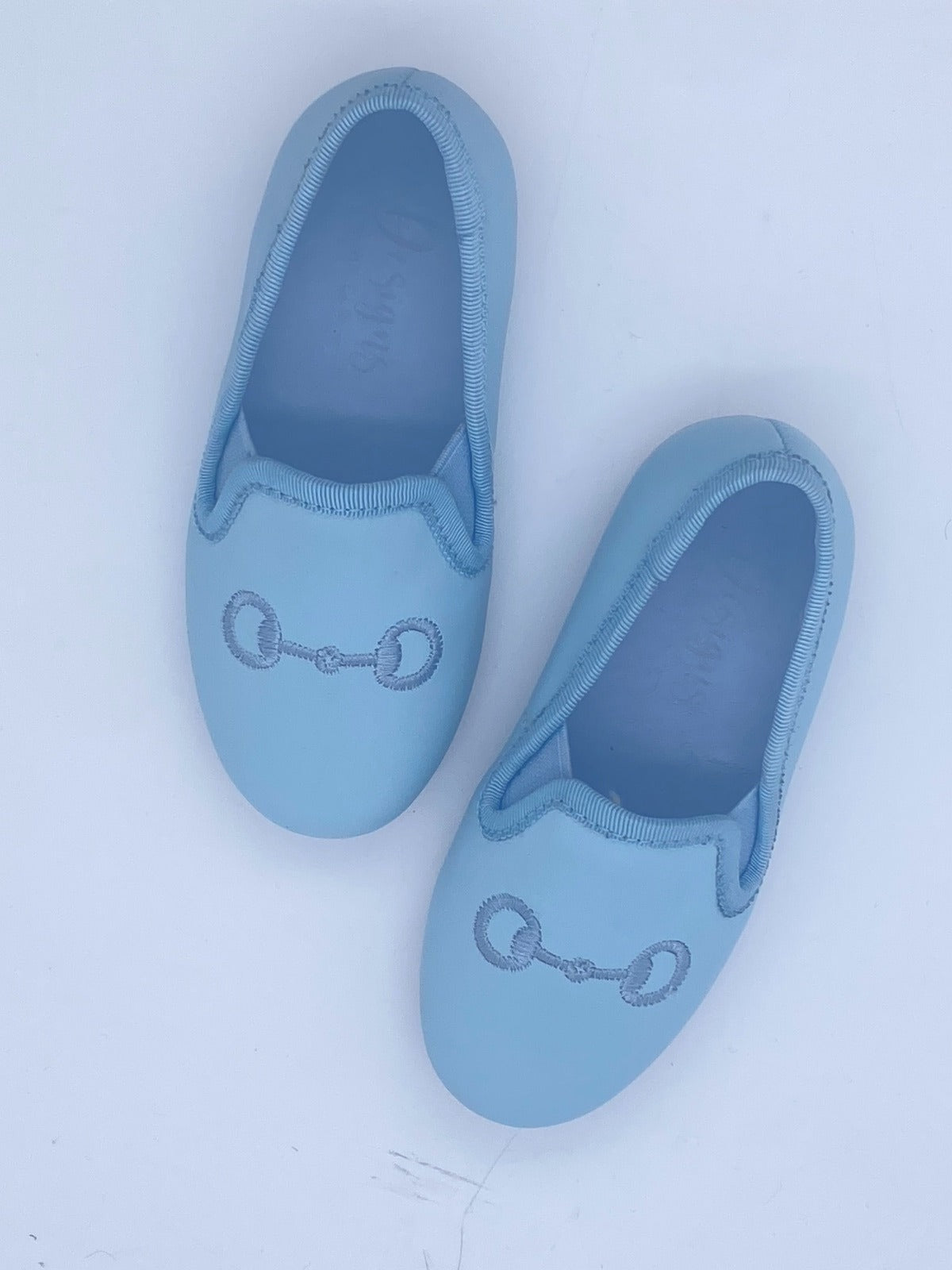 Boys Italian Leather Smoking Loafer-Sky Blue