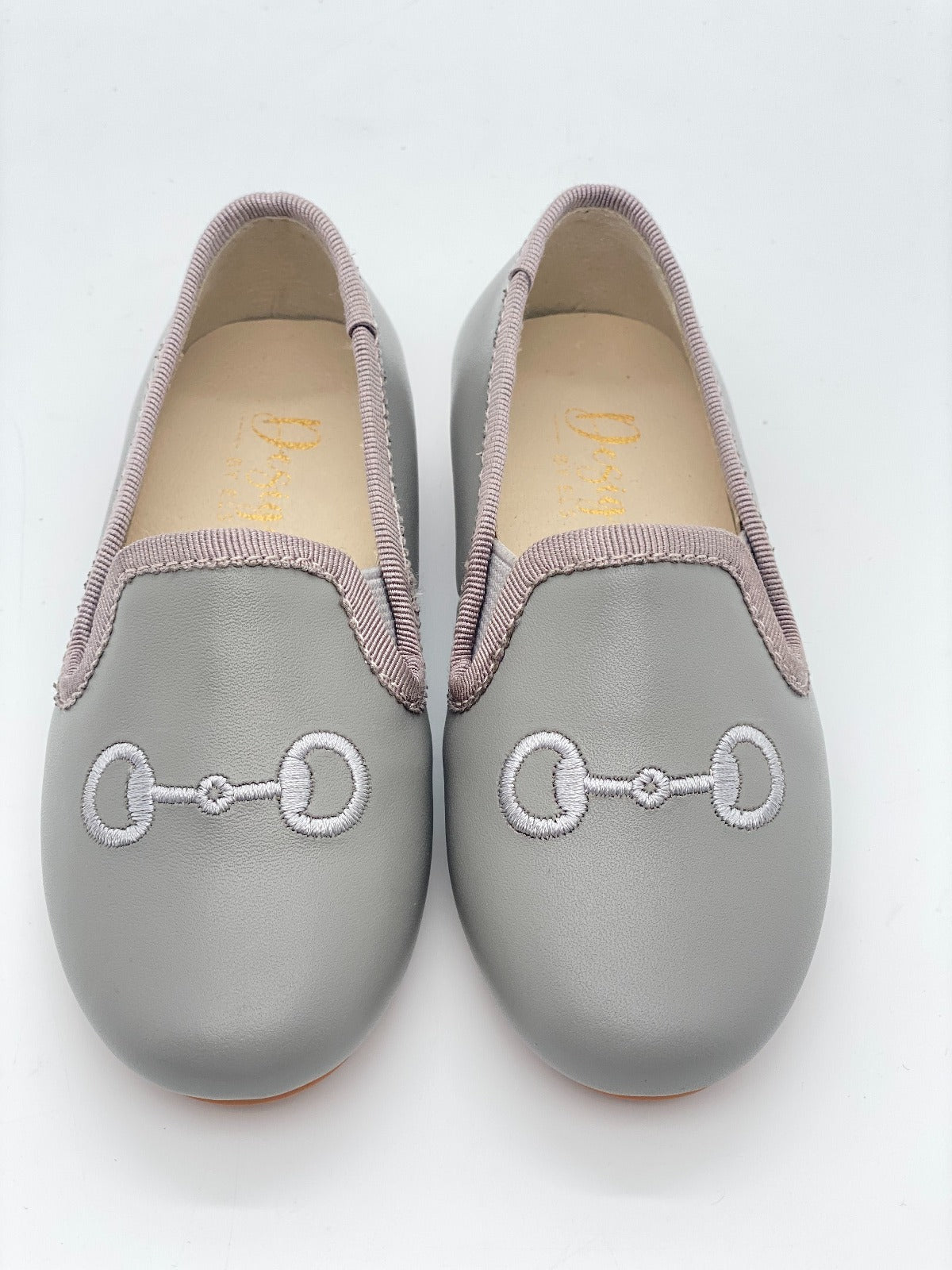 Boys Italian Leather Smoking Loafer-Gray