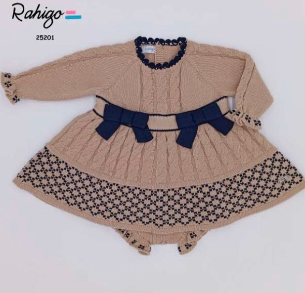 🧸 Rahigo Beige &amp; Navy Knit Dress&nbsp;