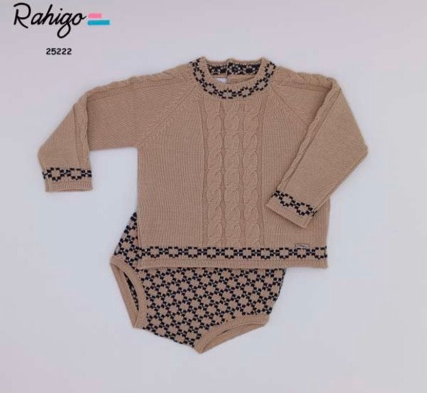 🧵 Rahigo Boys Camel & Navy Knit Set