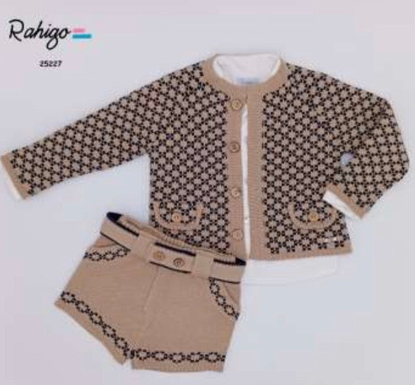 🧵 Rahigo Boys Camel & Navy  3 Piece Knit Set