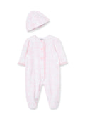 Little Me Pink Damask Footie & Hat Set