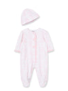 Little Me Pink Damask Footie & Hat Set