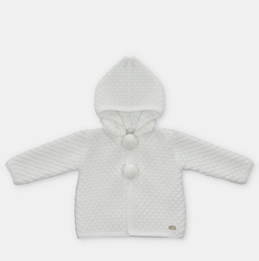 Snow Puff Hooded Knit Jacket - Ivory