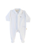 Velour Little Royals Footie - White & Grey