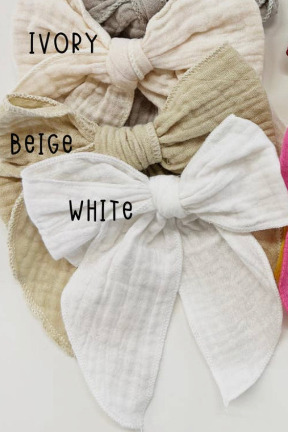 Large Gauze Linen Hair Bow