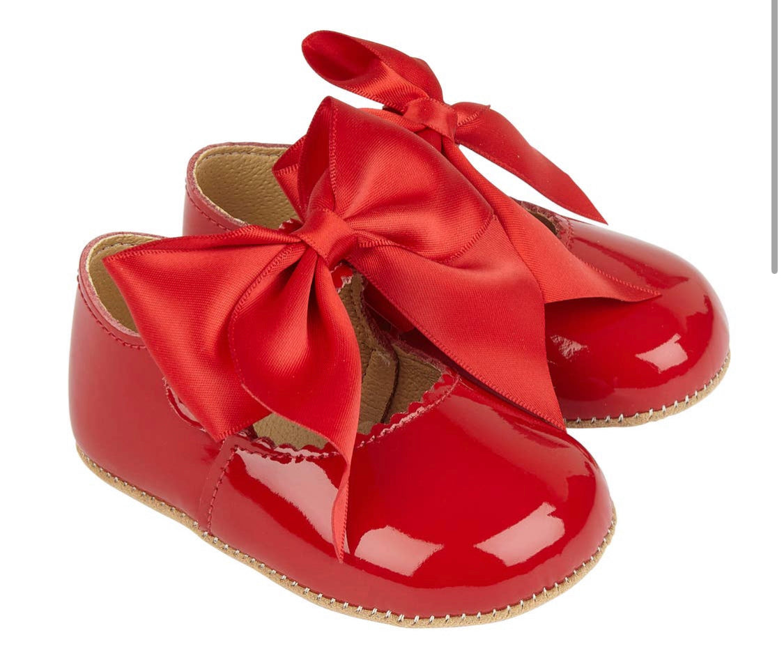Bella Early Days leather pre-walker with bowS-RED