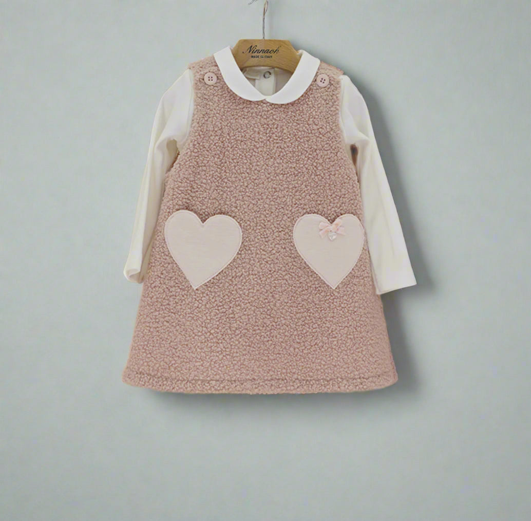Ninnaoh Rita Jumper &amp; Blouse Set – Pink Heart Pocket Dress