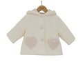 Pink girls coat with hood and heart pockets 