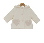 Pink girls coat with hood and heart pockets 