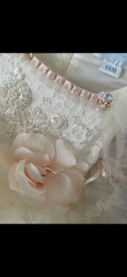 THE BELLISSIMA LUX CREAM LACE & TULLE DRESS