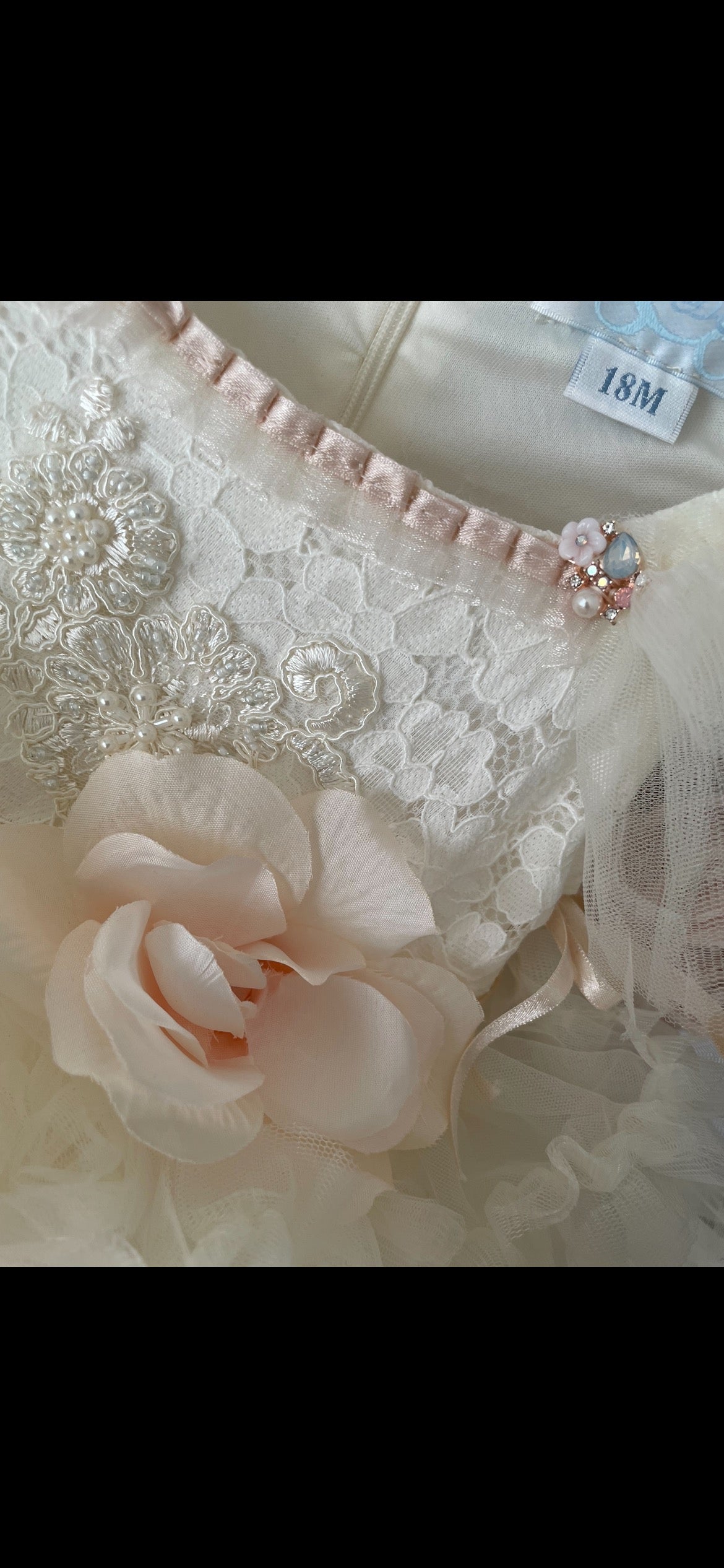 THE BELLISSIMA LUX CREAM LACE & TULLE DRESS