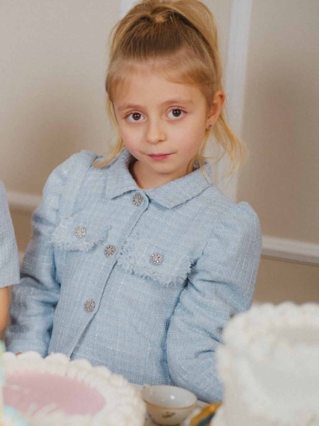 Powder Blue Tweed Jacket