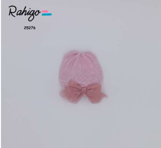 Rahigo Girls  Pink Knit Beret  with Tulle Bow 🎀