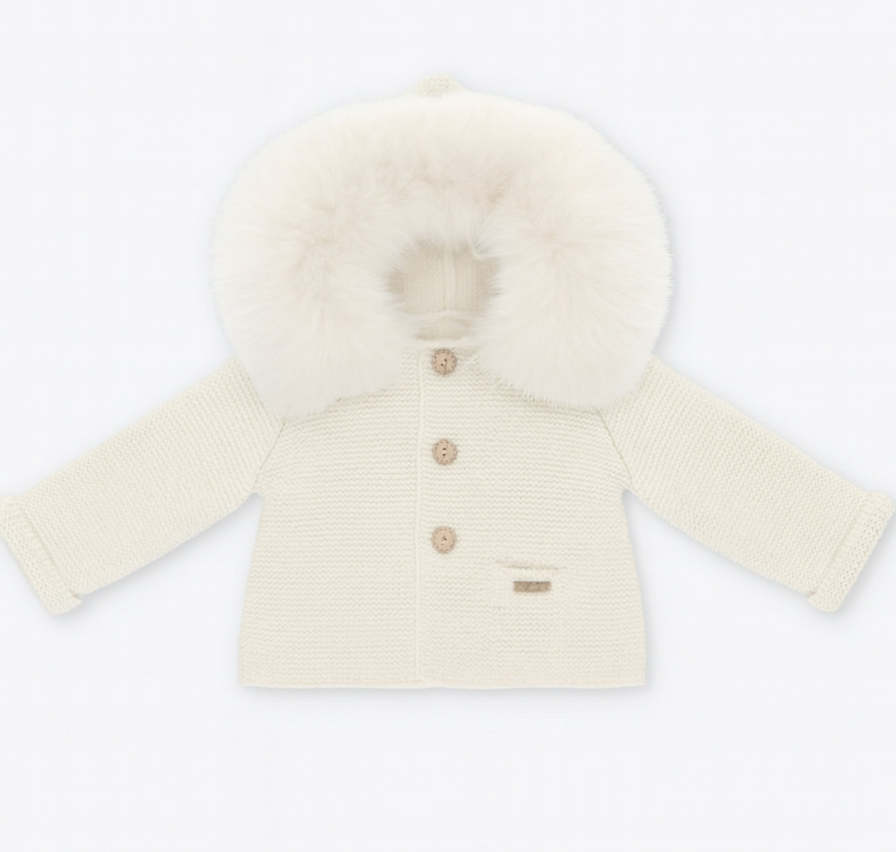 Jacket with Faux Fur Hood – Ivory
