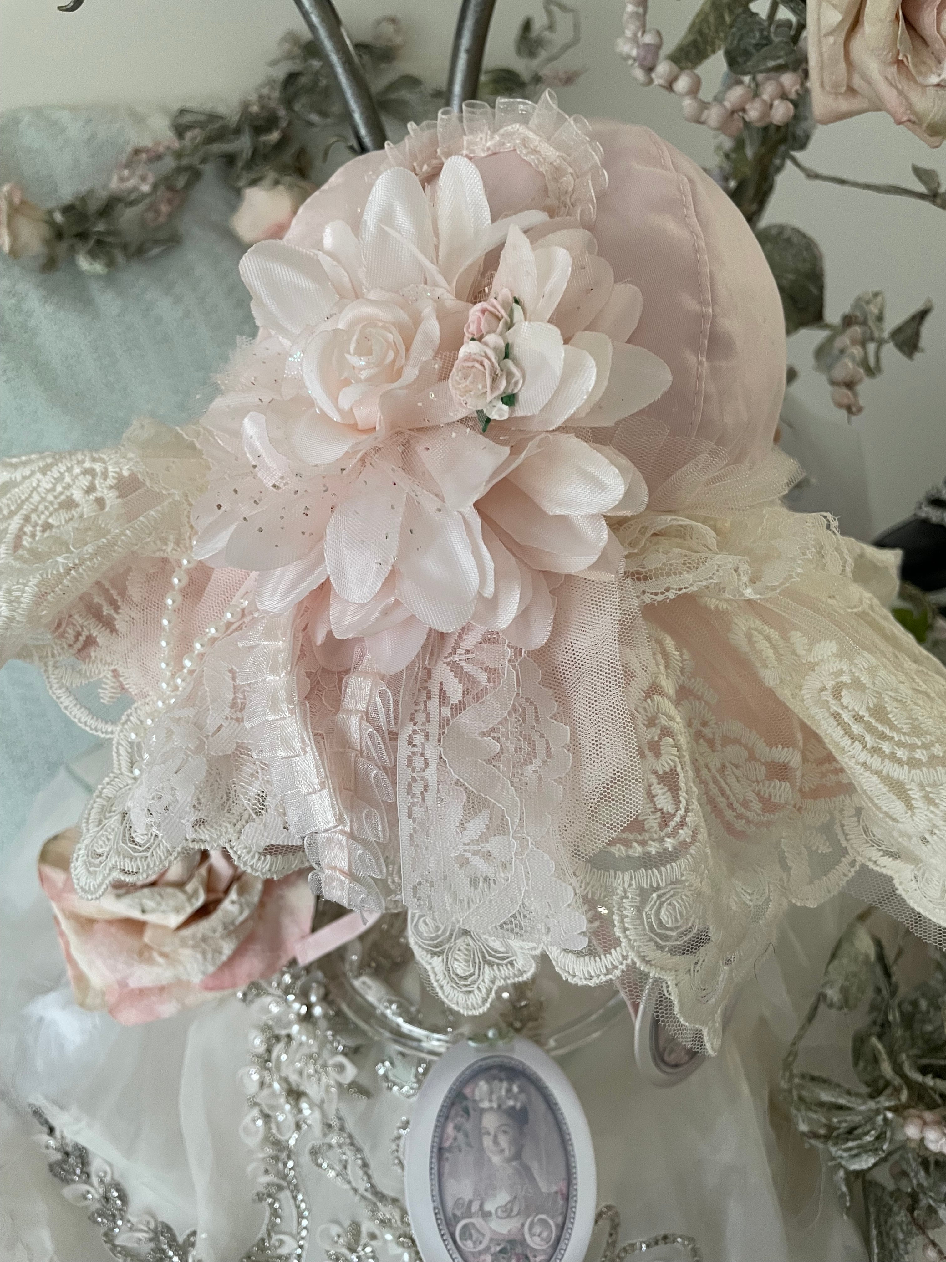 Collection D-Alli Unique Floppy Hat – Blush Pink Lace & Tulle