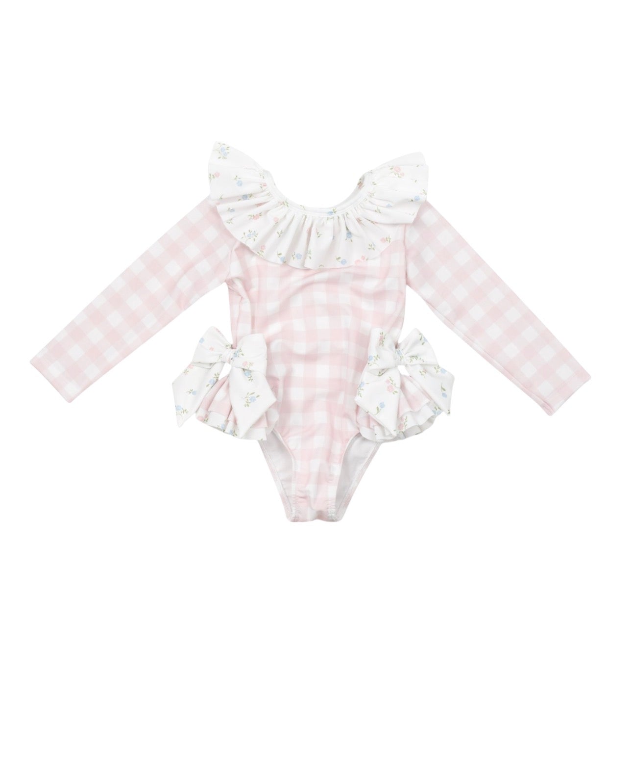 JAMAICA Girls Long Sleeve One-Piece Swimsuit-Pink