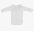 White Cotton Frilly Collar Long Sleeve  Bodysuit