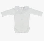 White Cotton Frilly Collar Long Sleeve  Bodysuit