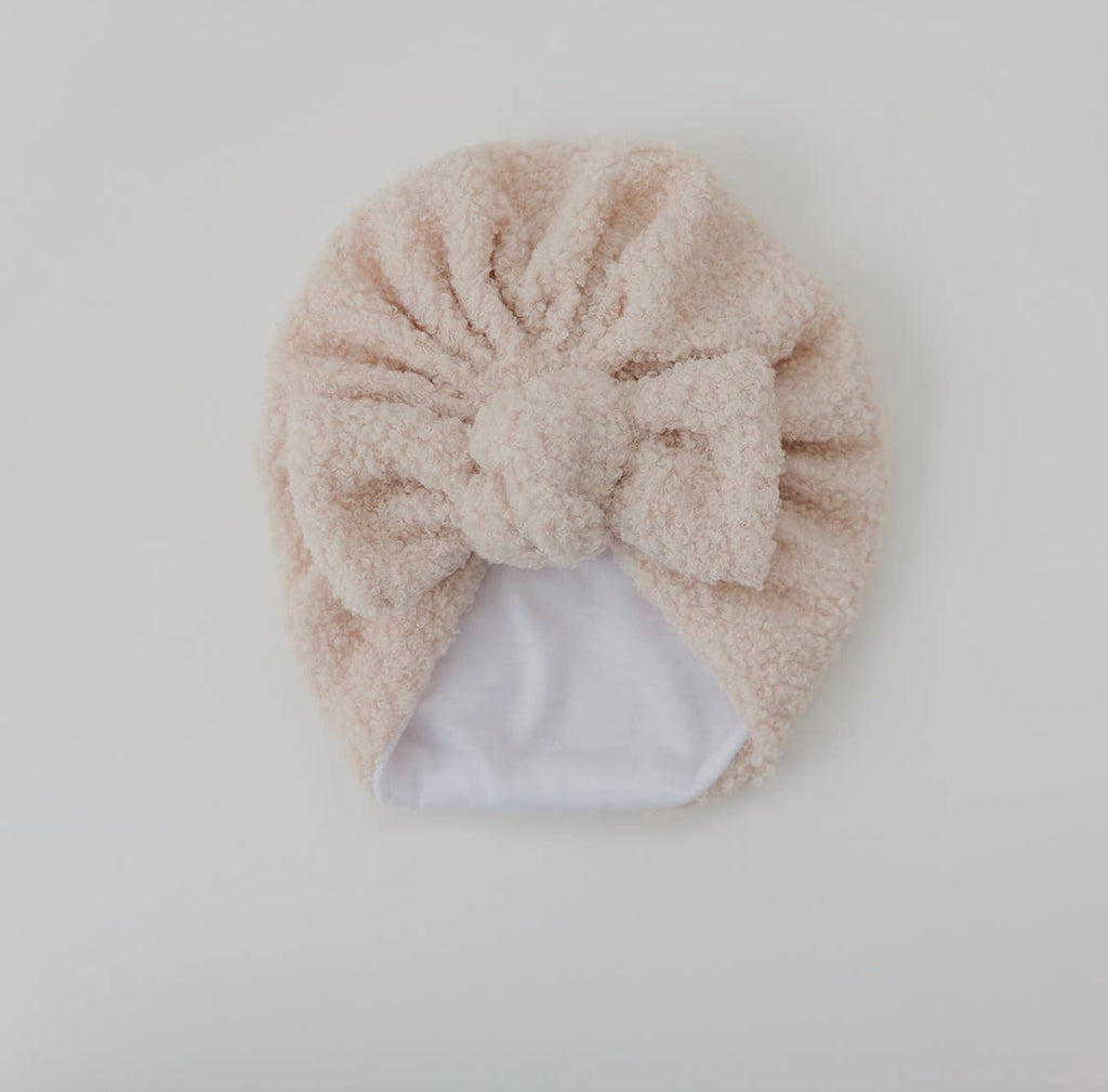 Teddy Sherpa Baby Bow Turban